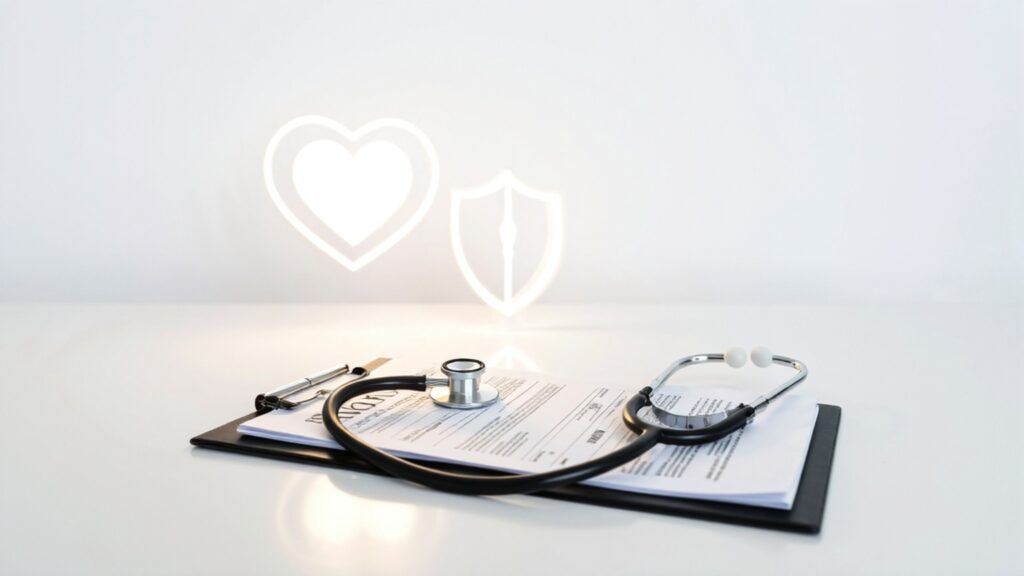 Stethoscope and insurance form on desk representing healthcare protection and reliability from the best health insurance companies.