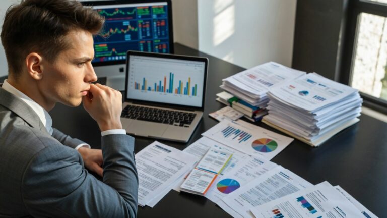 A young adult reviewing financial documents at home representing common financial mistakes to avoid in your 30s
